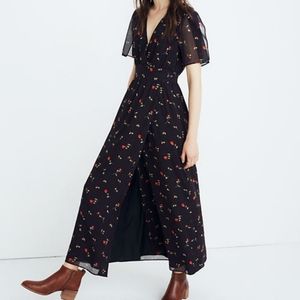 Madewell size 14 tulip sleeve maxi dress with slit